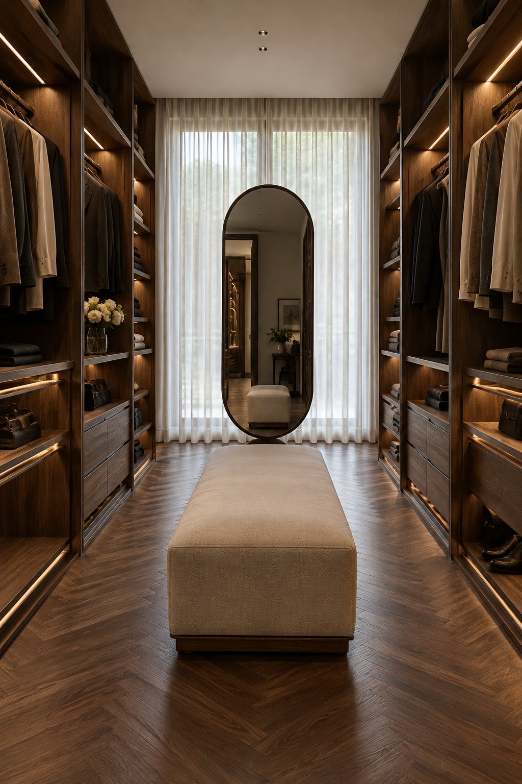 Closet em nogueira iluminado